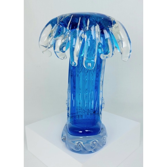 Glass Art Beachcombers Ft. Myers Blue Rip Curl Wave Hand Blown Glass Art 5"x7" - Picture 6 of 7